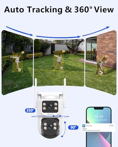 Wireless Security Camera System, 4MP PTZ WiFi Outdoor Video Surveillance | 350° PTZ Control, Color Night Vision, Motion Detection, 2-Way Audio, No Monthly Fee - size: 6-Cams 3TB HDD