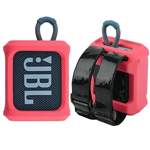 Silicone Case for JBL Go 3 Portable Speaker with Removable Strap for Bike Golf Cart Travel Carrying Case Protective Sleeve Speaker Cover (Red) - color: Red