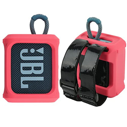 Silicone Case for JBL Go 3 Portable Speaker with Removable Strap for Bike Golf Cart Travel Carrying Case Protective Sleeve Speaker Cover (Red) - color: Red