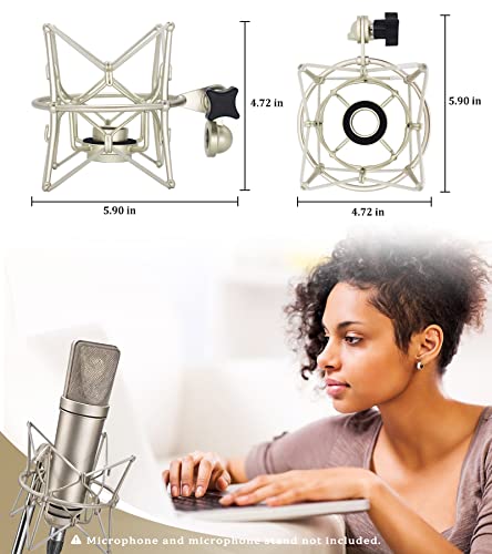 Microphone Shock Mount Anti-Vibration Mic Holder Spider Recording Mic Shockmount Stand Compatible with Neumann U87 Ai, U89 i and TLM 67 (Champagne)