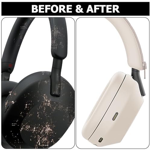 3 Set Case Cover for Sony WH-1000XM5 Headphones,Embody Ear Pad Cover/Headband Cover/Ear Cover Soft Silicone Headphones Accessories（Off White） - color: Off White