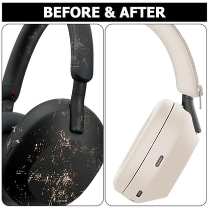 3 Set Case Cover for Sony WH-1000XM5 Headphones,Embody Ear Pad Cover/Headband Cover/Ear Cover Soft Silicone Headphones Accessories（Off White） - color: Off White