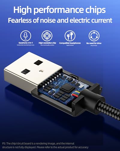 USB to 3.5mm Audio Adapter for Headphone Jack DAC Cable Sound Card Interface PC Car Microphone External Headset Converter Auxiliary Port for PS4 PS5 Computer Speaker Laptop Controller Devices