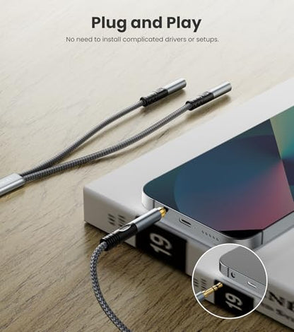Headphone Splitter 3.5mm 1 Male to 2 Female Adapter, 1.6FT - size: 0.5 meter