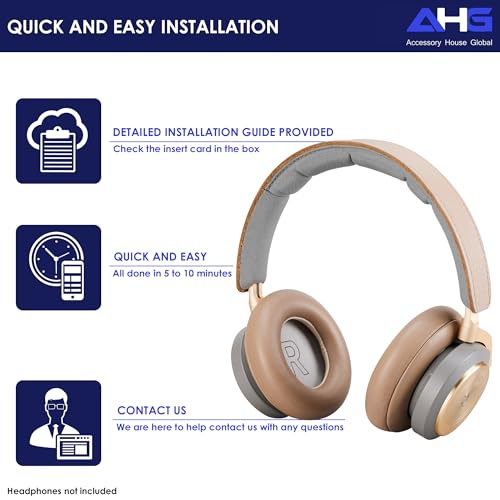 AHG Accessory House Global Ear Pads Cushions Compatible with Bang & Olufsen Beoplay H9 3rd Gen (Not Compatible with H9 / H9i) and Beoplay HX Headphones (Argilla Bright). Premium Sheepskin Leather - color: ARGILLA BRIGHT