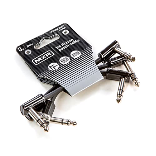 Jim Dunlop (3PDCISTR03), 1/4-Inch Right Angle MXR Ribbon TRS Patch Cable 3 in|7.6 cm-3 Pack (3PDCISTR03R) - size: 3 inches