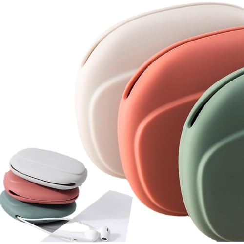 Silicone Headphone Organizer - 3 Pcs Data Cable Storage Case - Mini Key Box - Portable Wired Headset Storage Bag for Earbuds, Keys, USB Drives