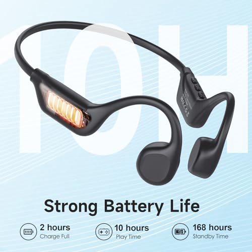 LOBKIN Bone Conduction Headphones Bluetooth 5.4, Open Ear Headset with Mic | 10H Playtime, IPX5 Sweat Resistant Sports Earbuds for Running Cycling Hiking, Black - color: Black