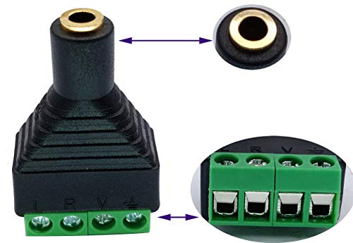 4 Pole 3.5mm Screw Terminal Stereo TRRS Audio Female to AV 4 Pin Screw Terminal Double Track Headphone Balun Solderless Converter Adapter (5 Pack) - color: Female