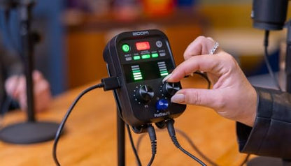 Zoom PodTrak P2 Two-Host Podcast Bundle with 2X Zoom Zum-2 USB Supercardioid Condenser Mics, ZHP-2 Headphones, and TPS-4 Tripods — Dual-Mic Recorder for Two-Host Podcasting, Interviews, Co-Hosting