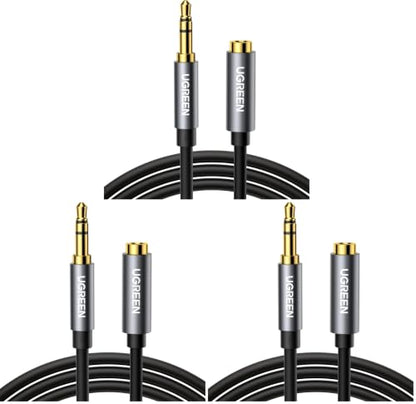 UGREEN Headphone Extension Cable 3.5mm Extension Gold Plated Aux Cable Audio Stereo Jack Male to Female TRS Cord Extender Compatible with iPhone iPad Phones Tablets Media Players, 3.3FT (Pack of 3) - size: 3.3FT (Pack of 3)