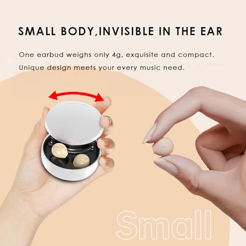 Smallest Invisible Earbuds Wireless Ear Buds Bluetooth in Ear Mini Discreet Small Tiny Earpiece Sleep Earbuds Hidden with Charging Case Headphones for Small Ears Work Sleeping Android iOS Yellow - color: Yellow