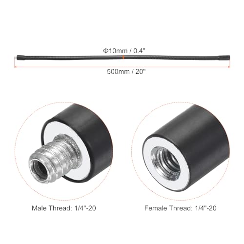 PATIKIL 20" Gooseneck, 1/4"-20 Female to Male Thread Metal Universal Hose Flexible Arm Gooseneck Tube Extension Holder for Action Camera, Phone, Microphone, Black - size: 20 Inch