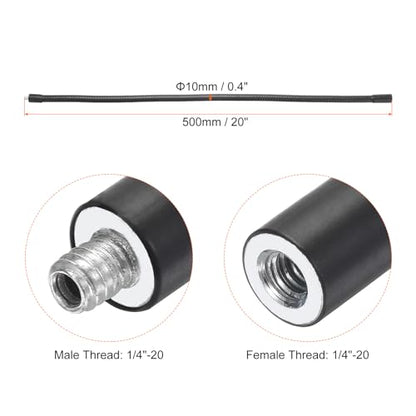 PATIKIL 20" Gooseneck, 1/4"-20 Female to Male Thread Metal Universal Hose Flexible Arm Gooseneck Tube Extension Holder for Action Camera, Phone, Microphone, Black - size: 20 Inch