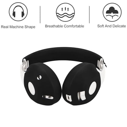 Aiivioll Studio Pro Silicone 2 in 1 Case Cover Set, Anti-Scratch Ear Pad Cover/Zipper Headband Cover for Beats Studio Pro Headphone, Studio Pro Soft Silicone Protector Accessories(Black) - color: Black