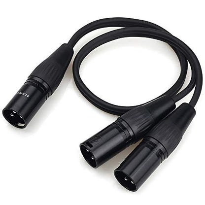 NANYI XLR Male to 2 Male Y-Splitter Mic Cable, 3-Pin, Patch Cord, 1.6ft - size: XLR Male To 2Male-1.6FT