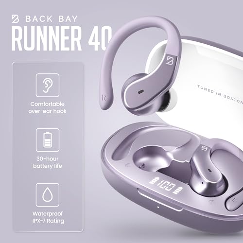 Back Bay Audio Runner Wireless Earbuds for Running, Wrap Around Earbuds - color: Lavender