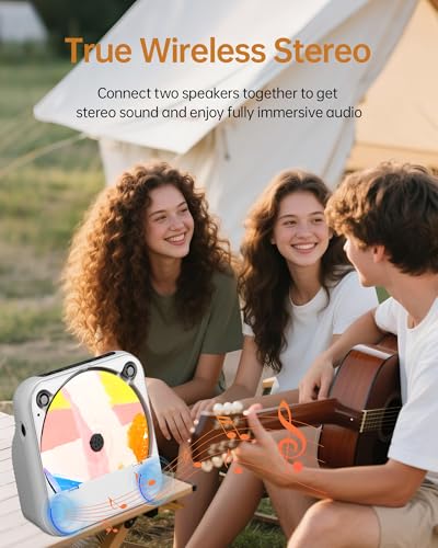 Portable CD Player Bluetooth Rechargeable, Mini Desktop for Home with HiFi Speaker, Cute CD Player Remote Control, Supports CD/FM Radio/USB, Cream - color: Cream