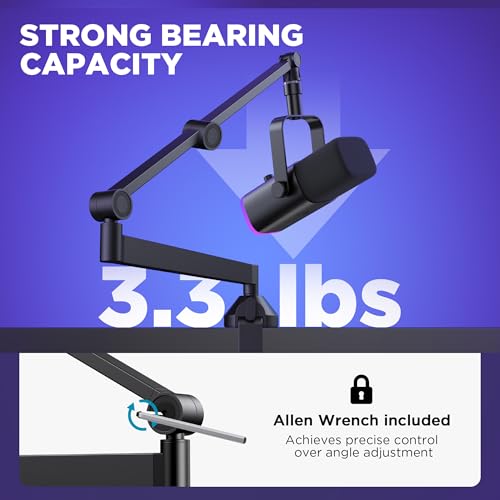InnoGear Mic Stand Set, Max Height 82.28" Microphone Stand Floor & 360° Rotatable Low Profile Mic Arm, Adjustable for Blue Yeti HyperX QuadCast Shure SM58 Samson Q2U Fifine K669B Singing