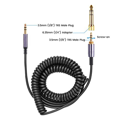 Solo4 Cord Coiled Audio Cable for Beats Studio3, Studio Pro, Solo3 Headsets | 3.5mm to 3.5mm(1/8") Extension Wire with 6.35mm(1/4") Adapter Compatible with iPhone PS5 Xbox One, 14ft - size: 14 Feet
