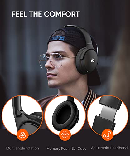 INFURTURE Over Ear Headphones Active Noise Cancelling Headphones, H1 Wireless Bluetooth Headset, Deep Bass Headset, Low Latency, 90H Playtime, Foldable Headphone for Sport Running Cool Gadgets Gift - color: Black