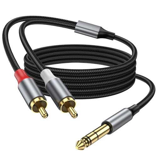 6.35mm TRS - 듀얼 RCA 오디오 케이블 1.9m(6.6피트), 1/4인치 TRS to RCA 오디오 케이블 6.35mm 스테레오 잭 - 듀얼 RCA 인서트 케이블 Y 스플리터 케이블. - size: 6.6피트