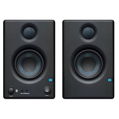 PreSonus Eris E3.5 BT Bluetooth Studio Monitor Pair Bundle with XLR and TRS Cables, and Austin Bazaar Polishing Cloth - size: Bundle w/ Cables, style: E3.5 BT