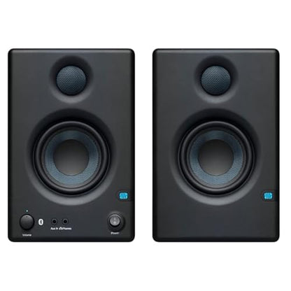 PreSonus Eris E3.5 BT Bluetooth Studio Monitor Pair Bundle with XLR and TRS Cables, and Austin Bazaar Polishing Cloth - size: Bundle w/ Cables, style: E3.5 BT