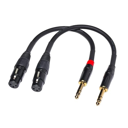 023 6in 1/4 TRS to XLR Female Adapter, 6.35 to XLR Female, XLR to 1/4 Adapter 1/4 Audio Cable 6in/2pack - size: 6 inches