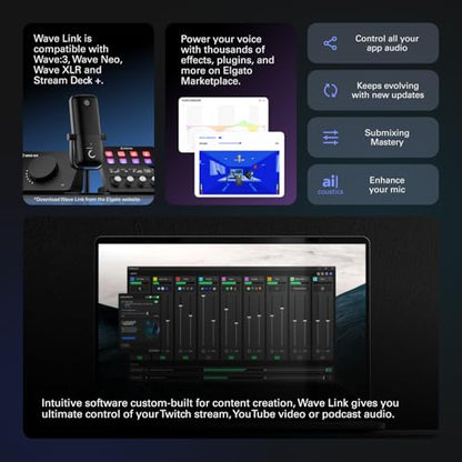 Elgato Wave:3 USB Condenser Microphone for Streaming - color: Black