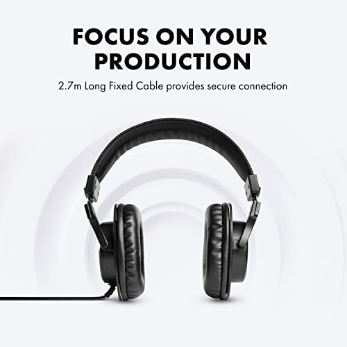 M-AUDIO HDH40 Closed-Back Over-Ear Headphones | Flexible Headband Design, 2.7m Cable for Studio Monitoring, Podcasting, and Audio Recording