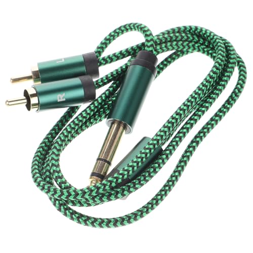 Guitar Instrument Cable 6.35mm to Dual RCA Male 1m Green Audio Patch Cord for Electric Guitar Pedals and Bass Amp Connection