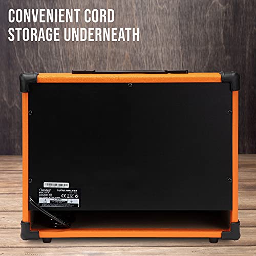 LyxPro 40 Watt Electric Guitar Amplifier | Solid State Studio Amp with 8” 4-Ohm Speaker, Custom EQ Controls, Drive, Delay, ¼” Passive/Active/Microphone Inputs, Aux in & Headphone Jack - Sunburst - color: Sunburst, size: 40 Watt