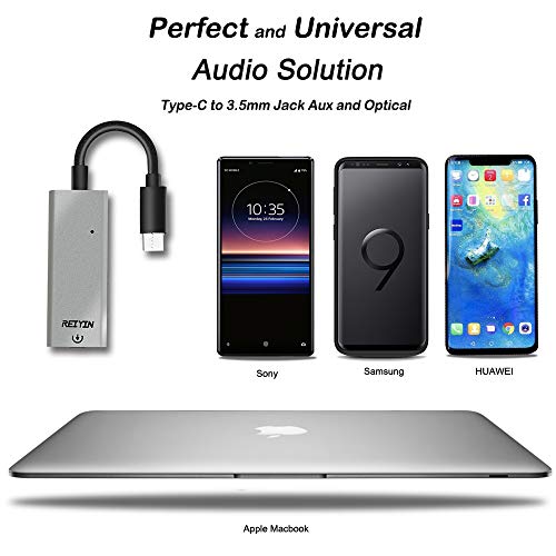 DA-03 USB-C DAC Audio Converter 192kHz 24bit Toslink Optical 3.5mm AUX Output External Sound Card