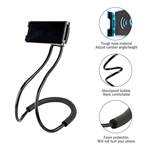 011 Neck Cell Desk Bed,Bike and Motorcycle Mount,Lazy Bracket Mobile Phone Stand Holder (Black) - color: Black