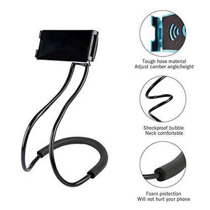 Neck Cell Phone Holder for Desk Bed,Bike and Motorcycle Phone Mount,Lazy Bracket Mobile Phone Stand Holder (Blue) - color: Blue