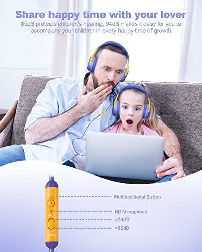 Kids Headphones Wired with Microphone for ipad Computer Laptop for Boys Girls Volume Limit Foldable Over Ear Headset for School 3.5mm Jack | 3.5mm Jack, HD Mic, Portable Wired Headphone with Shareport, Stereo Sound On-Ear Headphones for Toddler Girls Boys