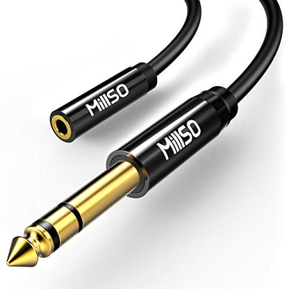 1/4 to 3.5mm Headphone Adapter TRS 6.35mm 1/4 Male to 3.5mm 1/8 Jack | Stereo Audio Jack Adapter for Amplifiers, Guitar, Keyboard Piano, Home Theater, Mixing Console, Headphones - 12 inch / 30 CM - color: Piano Black, size: 1 FT