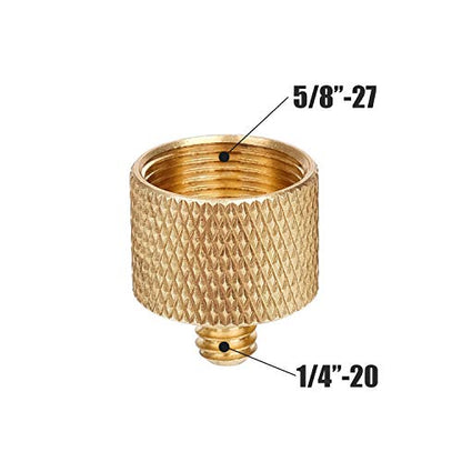 Anwenk Mic Stand Adapter 5/8 to 1/4 Adapter Standard Mic Thread Screw Adapter (Brass) Microphone Stand Adapter to Tripod Adapter, 2 Pack