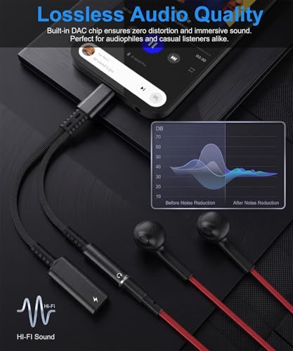 USB C to 3.5mm Audio and Charger Adapter, 2in1 USB C to Aux Headphone Jack Splitter and Type C PD 60W Fast Charging Dongle Cable for iPhone 17 16 15 Pro Max Plus, Galaxy S25 S24 S23 Ultra More USBC