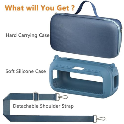 Protective Case for Bose SoundLink Max Portable Bluetooth Speaker | Accessories Hard Carrying Case and Silicone Cover Combo with Carrying Strap (Blue Dusk) - color: Blue Dusk