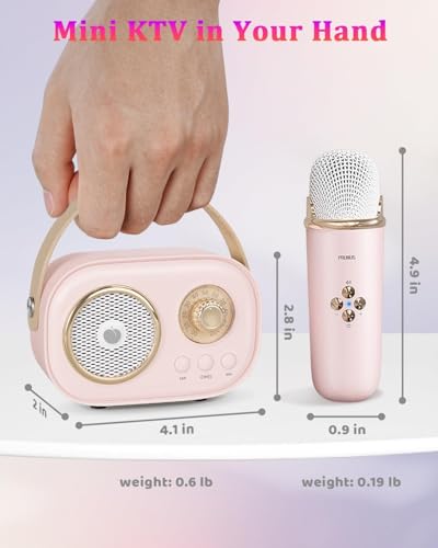 PRUNUS C20 Mini Karaoke Machine,Valentines Day Gifts Her Him Kids Mens - color: C20-Pink