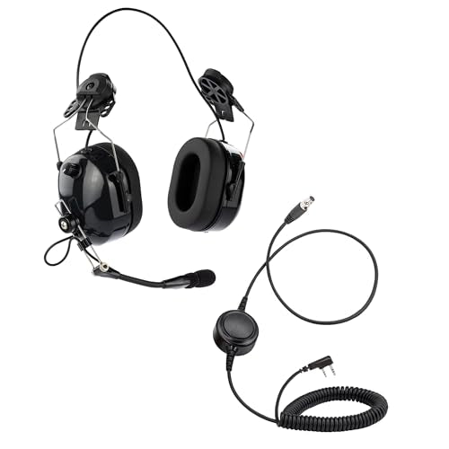 ArrowMax ASH1042-BK-K2 Dual Muff PNR Hard Hat Headset with PTT and Noise Cancelling MIC Compatible with BaoFeng BTECH UV-5R UV-5RA UV-5RE UV-5R3 Kenwood 2-PIN NX-1200 NX-1300 NX-P1200 NX-P1300 NX-3220
