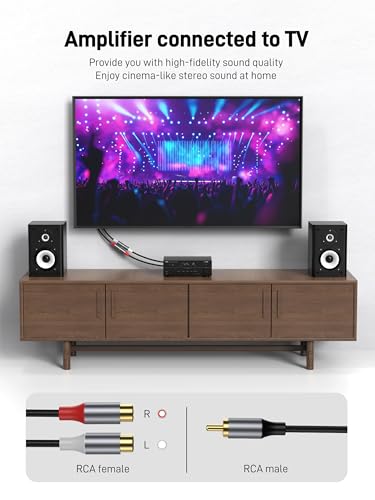 RCA Splitter Cable, 20CM RCA Y Splitter 1 Male to 2 Female 2 Pack, Short RCA Stereo Audio Speaker Splitter Cable for Amplifier, Subwoofer, Home Theater, DVD, TV, Speaker. - size: 2 Pack