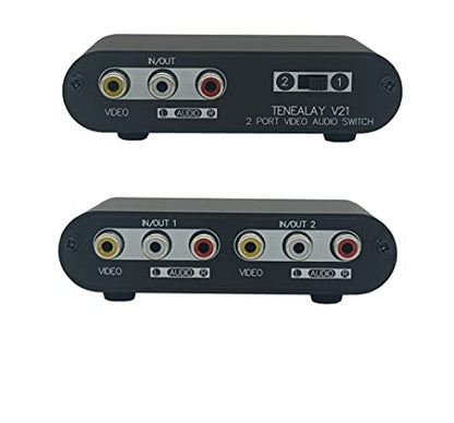 2-Way AV Switch RCA Switcher 2 in 1 Out Composite Video L/R Stereo Audio Selector Box for DVD STB Game Consoles -V21 - color: 2-Way audio/video switch
