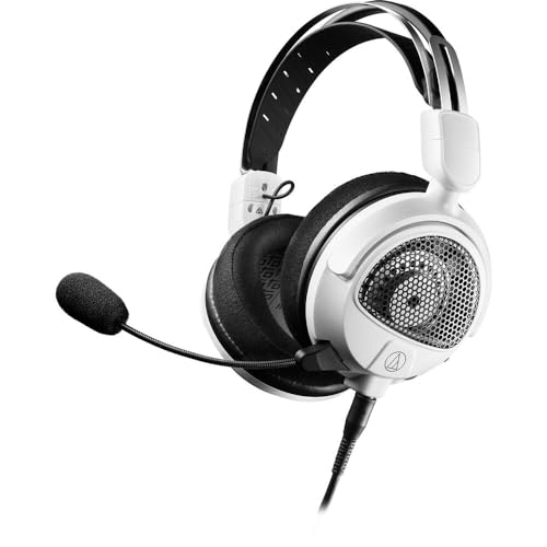 Audio-Technica Consumer ATH-GDL3 Open-Back Over-Ear Gaming Headset with Microphone Bundle with Headphone Accessories (White)