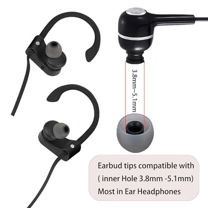 Earbud Replacement Tips Silicone Earbud Tips Eartips Fit Most in-Ear Earbuds(Inner Hole 3.8mm -5.1mm) Headphone Earbuds Rubber Tips 9 Pairs S M L - color: Black/Grey