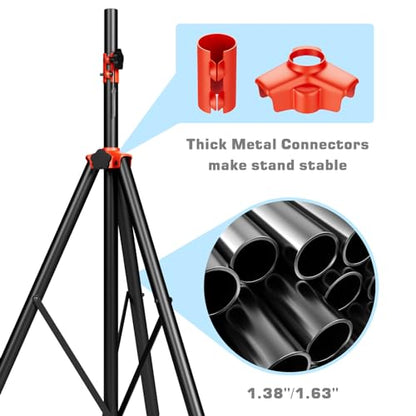 Speaker Stands Heavy Duty - Adjustable Height 50.5'' to 83.5'', Speaker Tripod Stand with Non-Slip Rubber Feet,144lbs Load Capacity for Stage/DJ/Party, Fits 1.38"&1.63" Speaker Poles (1-Pack)