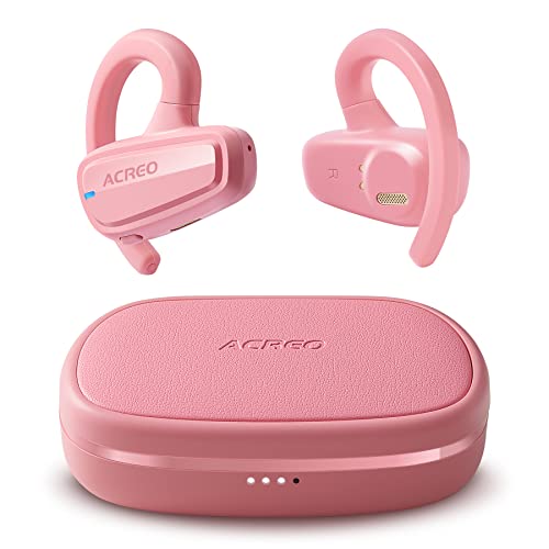 The Next Generation Open Ear Headphones, OpenBuds, True Wireless Earbuds with Earhooks, Bluetooth Workout Headphones, 18 Hours Playtime with Case, IPX7 Waterproof, Pink