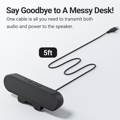Computer Speakers for Desktop PC Monitor, USB Plug in Wired Soundbar, High Definition Stereo, Loud Sound & Volume Control